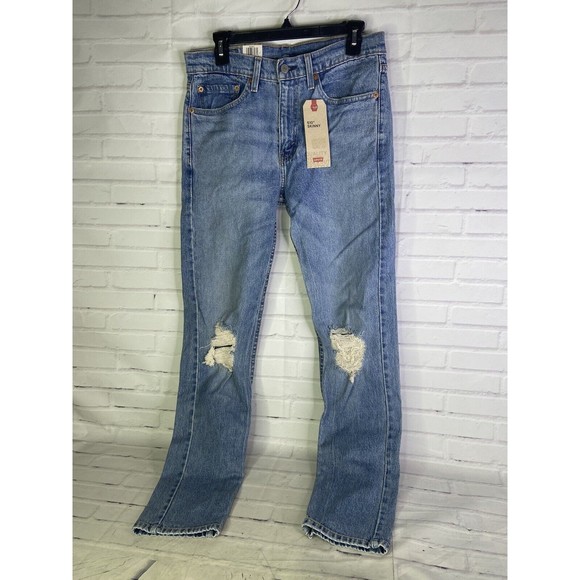 Levi's 510 Skinny Fit Stretch Destroyed Distressed Denim Jeans Blue Men's 31x32